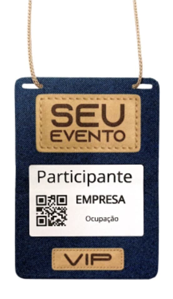Crachá sustentável EcoCrachá feito de PET reciclado, visão durante o evento
